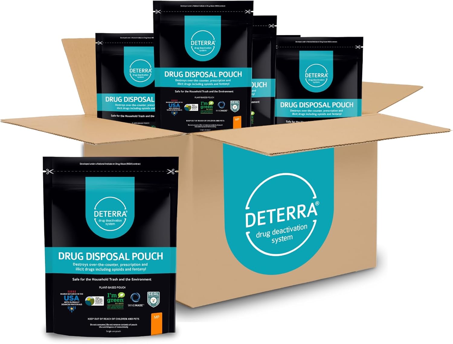 Deterra MP - Drug Deactivation and Medication Disposal System - Safe Medication, Pill, and Liquid Destroyer - Plant-Based Medium Stand-Up Pouch (25-Pack)
