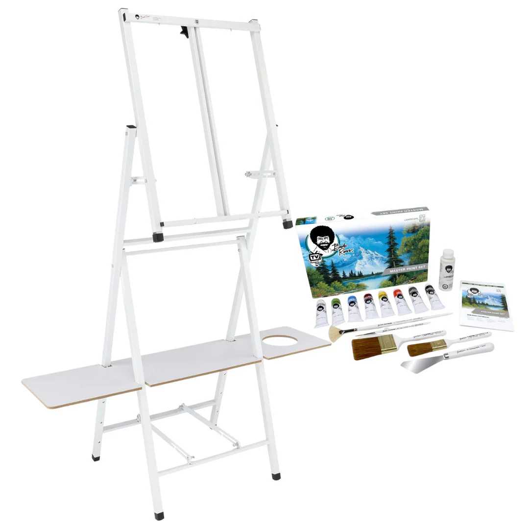 Bob Ross 2-in-1 Floor Standing Tabletop Studio Easel Bundle with Paint Set