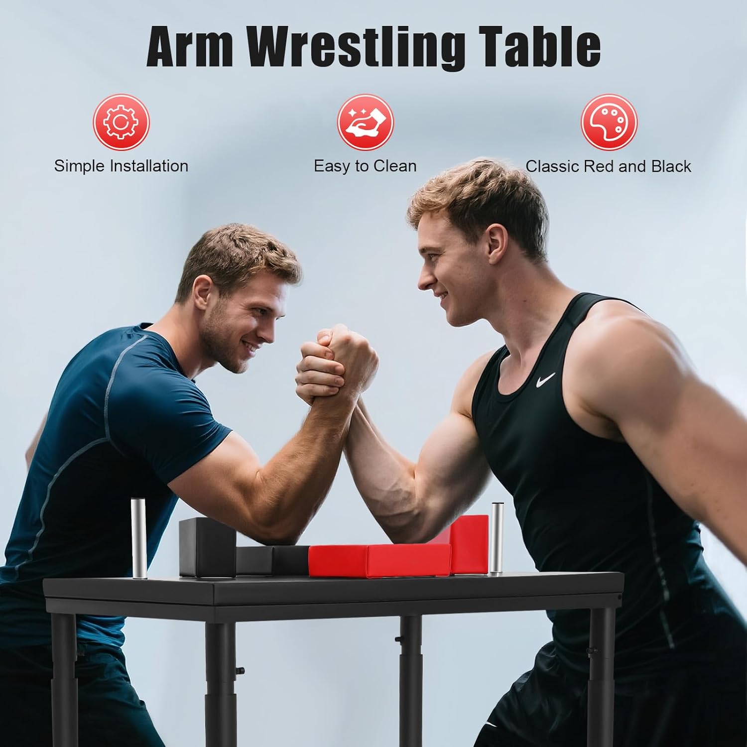 Professional Arm Wrestling Battle Table, 2200LBS Standard Arm Wrestling Table Adjustable Competition Wrist Strength Training Support Plate Equipment with Elbow Pads for Gym Club Sports Fields Homes