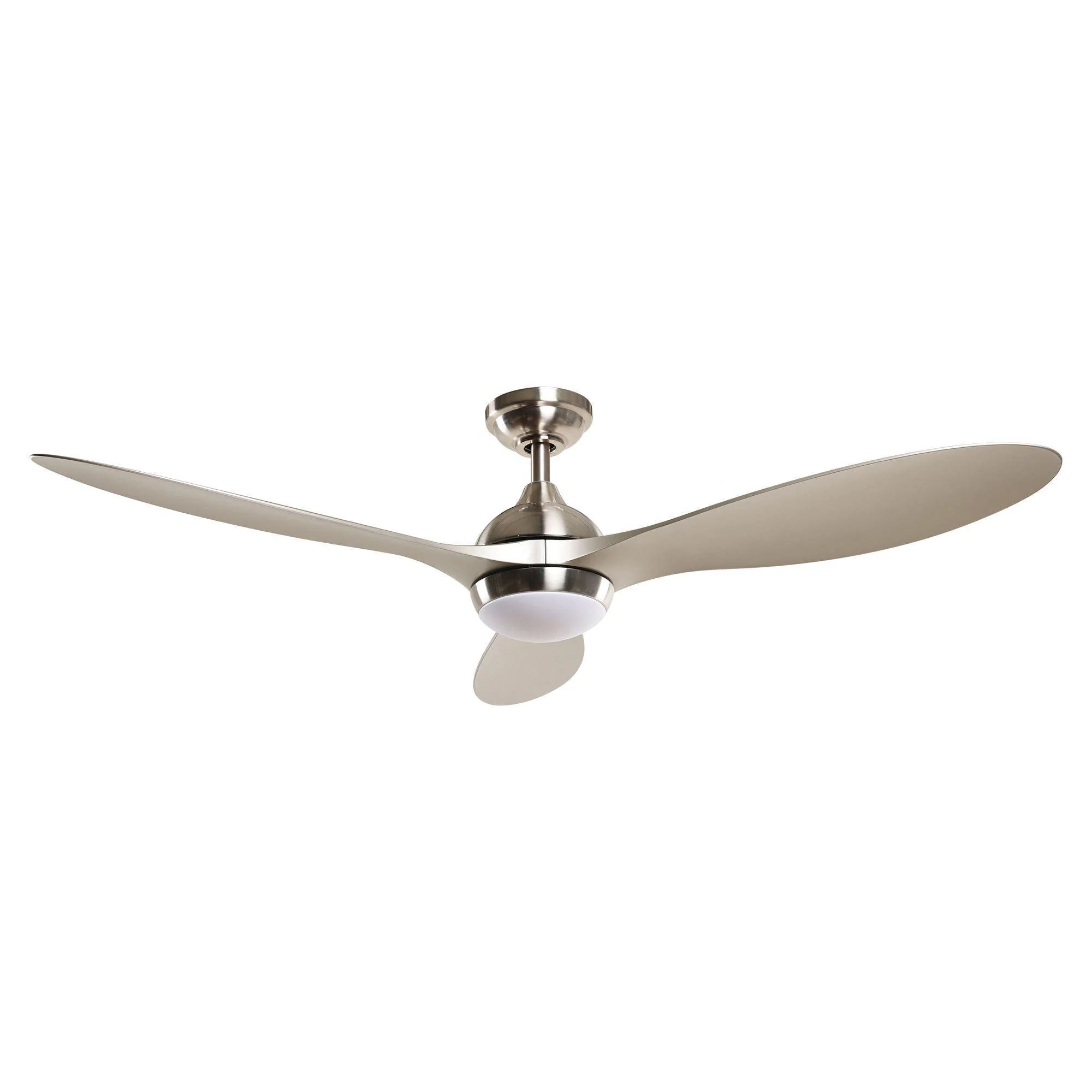 Parrot Uncle 56-Inch Bernardino Modern Brushed Nickel DC Motor Downrod Mount Reversible Ceiling Fan with Lighting and Remote Control (BBHTD20166E)