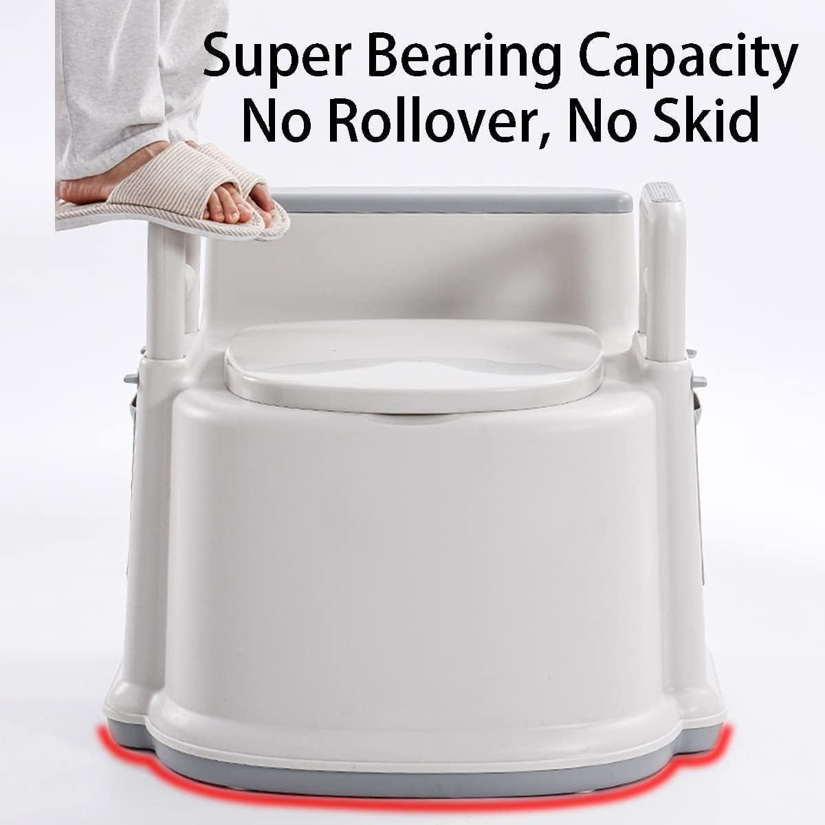 Bedside Commodes, Bedside Toilet, Commode Bucket with Lid and Handle Commode Chair for Use Over Toilet Bedside and in The Shower Suitable for People with Disabilities The Elderly White