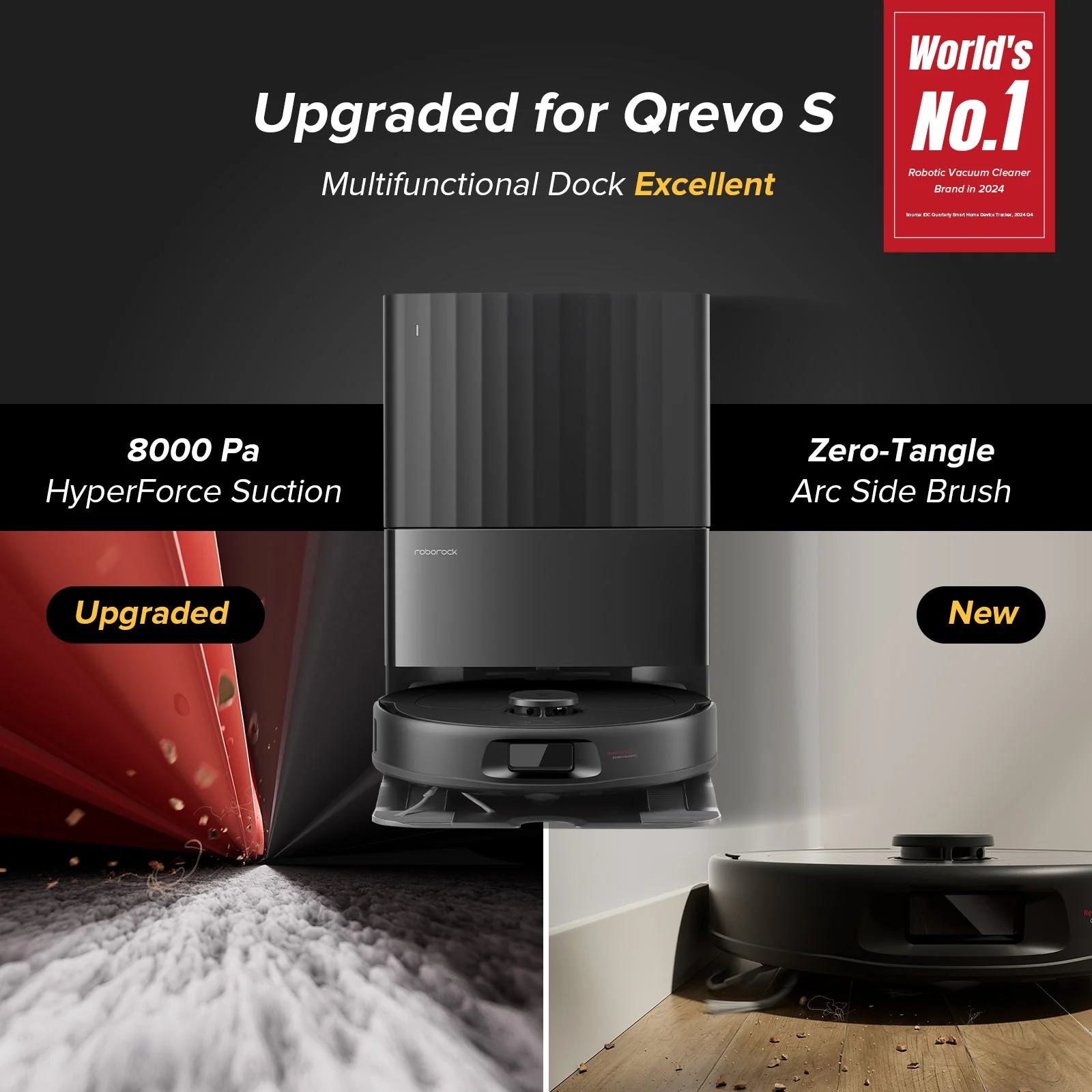 Roborock QV 35A Robot Vacuum with Multifunctional Dock, 8000 Pa Suction Power (Upgraded from Qrevo S)