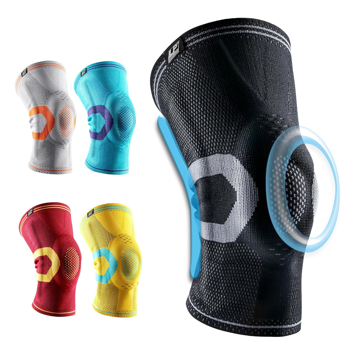 LP 170XT Compression Knee Sleeve with Silicone Pad & Bilateral Stays – Breathable Knee Support for Enhanced Sports Performance in Running, Basketball, Soccer, Tennis, Gym Workouts, Hiking – Optimal Joint Stability for Active Athletes (Black, Small,1p