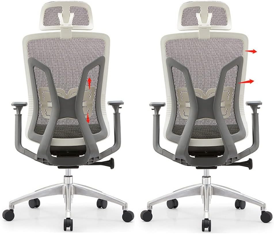 Office Chairs, Ergonomic Office Chair with Adjustable Headrest, Computer Desk Chair with Armrests and Lumbar Support (Grey)