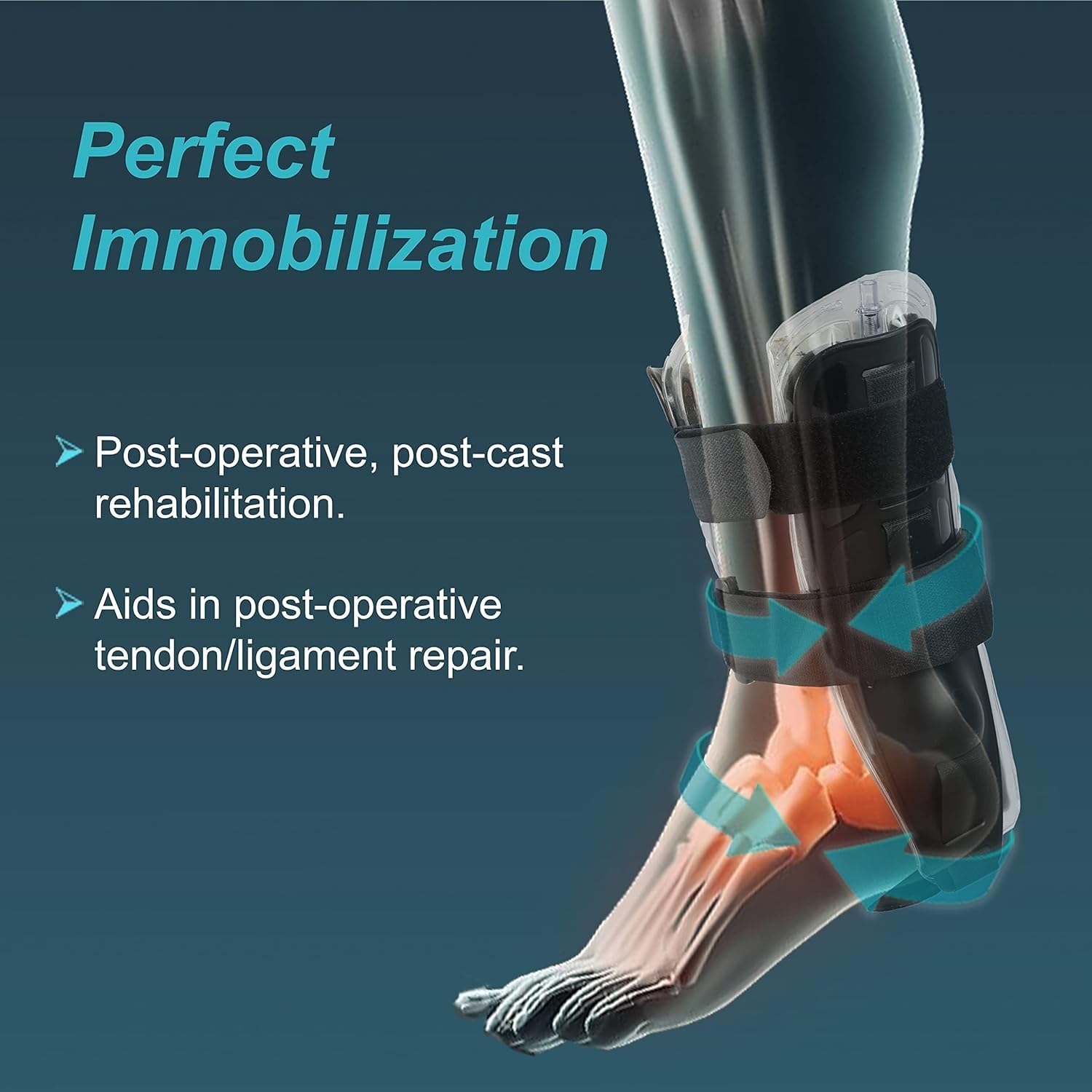 Air Ankle Splint, Orthopedic Brace, Black, Nylon, Universal Size, Adjustable, Pull-on, Back Support, Mobility Aid, 1 Unit