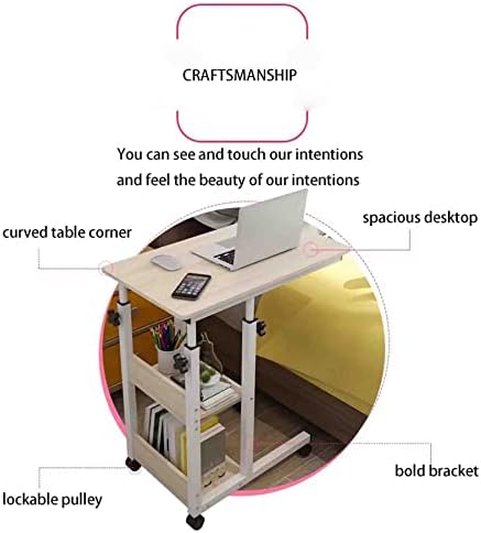Mobile Overbed Table with Wheels, Adjustable Bedside Table for Hospital & Home Use, Manual Lifting Desk Ideal for Laptops & Keyboards, Portable & Versatile Design