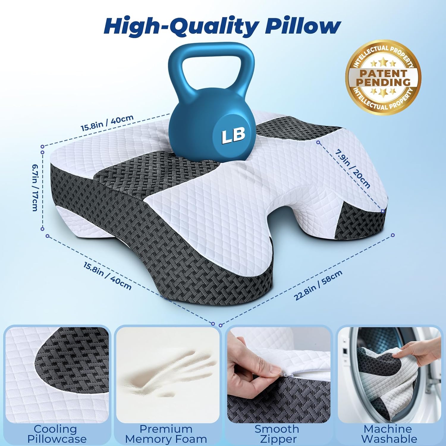 SAHEYER Side Sleeper Pillow with Arm Holes, 2 in 1 Shoulder Relief System for Rotator Cuff Pain, Memory Foam Pillow for Adults with 3 Arm Place Hole - for Side, Back and Stomach, Black