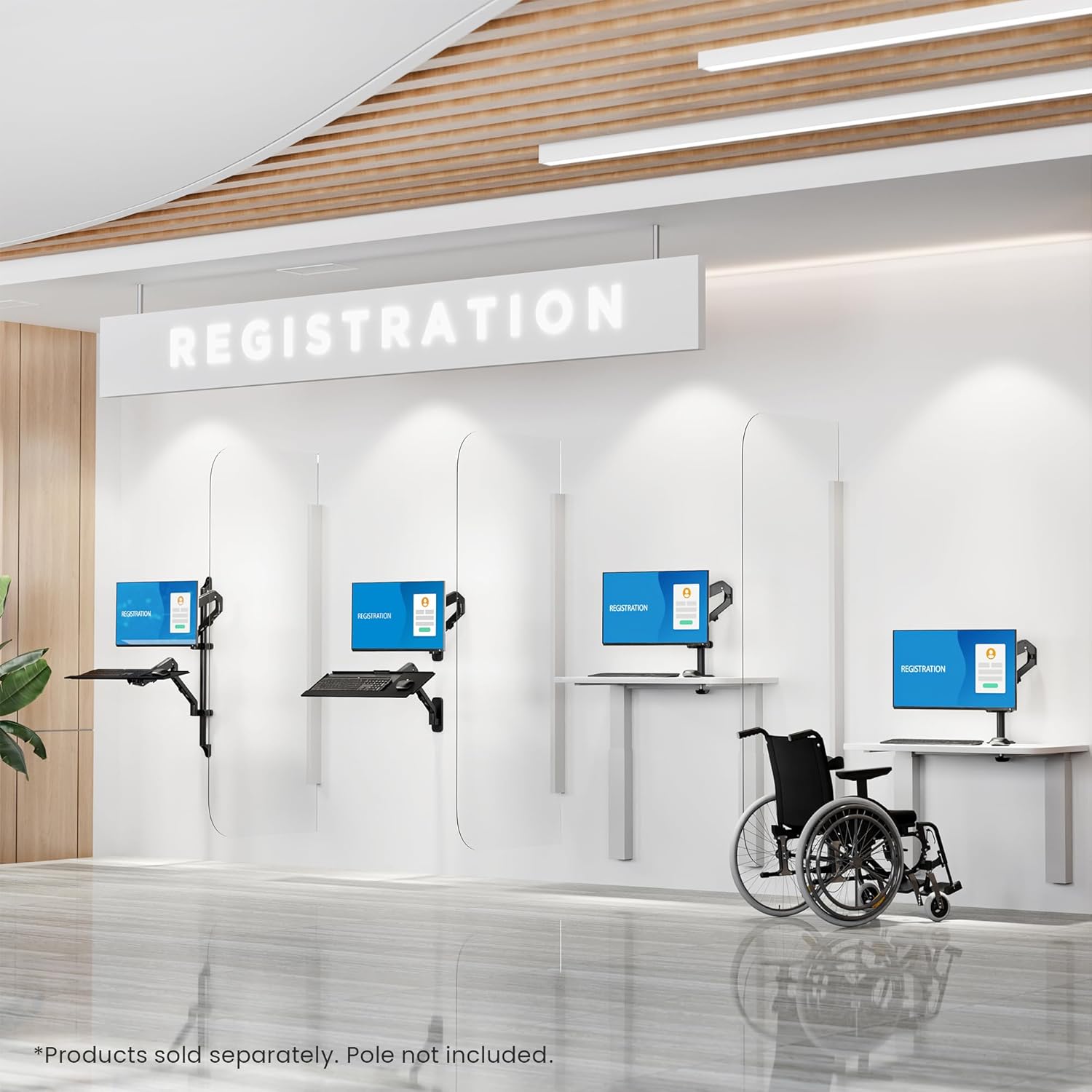 Mount-It! Keyboard Wall Mount with Pole Option, Adjustable Keyboard and Mouse Tray with Spring Arm, Full Motion Swivel Tilt Extension, Ergonomic Workstation for Medical, Office, and Sim Racing