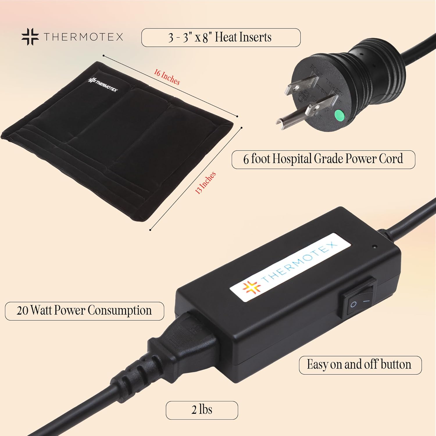 Thermotex–Far Infrared Premium Heating Pad – Platinum – Pain Relief – Warms and Relaxes Muscles, FSA-HSA Eligible – Large Size for Back, Shoulder, Arms and Legs – 17 in. x 13 in.