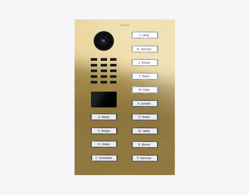 DoorBird D2114V IP Video Door Station, 14 Call Buttons in Brass
