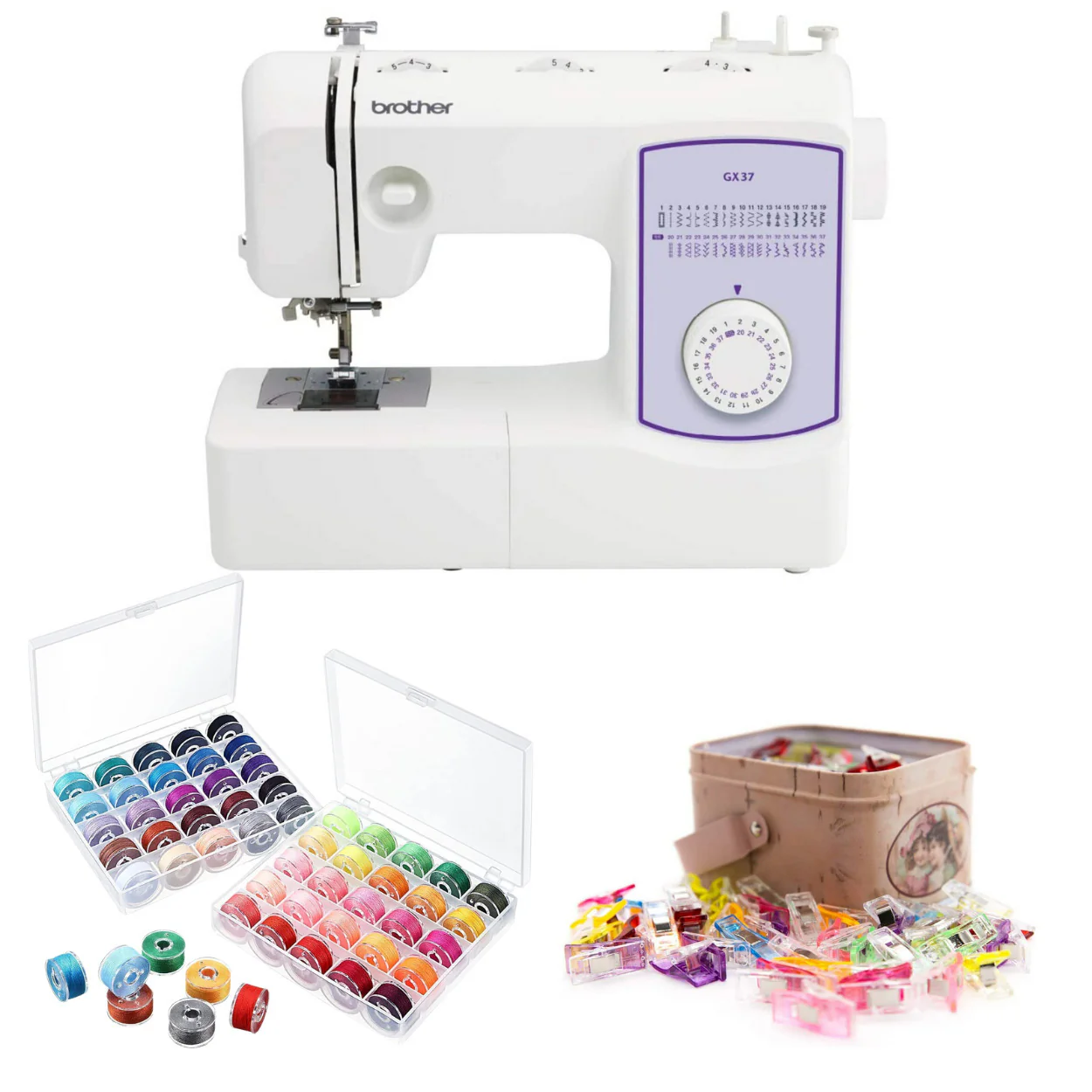 Brother GX-37 Sewing Machine+Multipurpose Sewing Clips Bundle