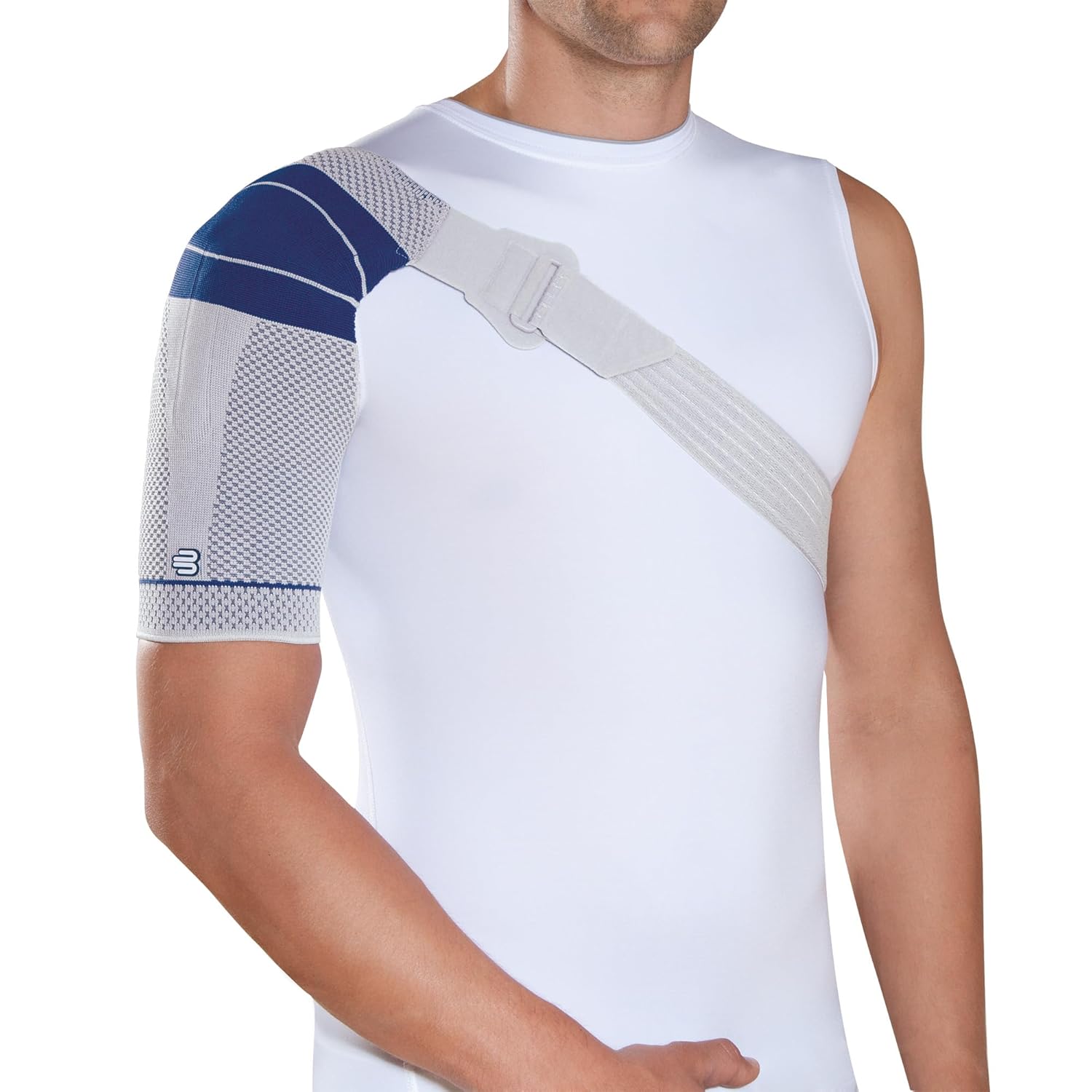 Bauerfeind - OmoTrain S - Shoulder Support - Helps Provide Support for Shoulder Joint & Mobility to Restore Function, Helps Relieve Pain - Right Shoulder - Size 4 - Color Titanium