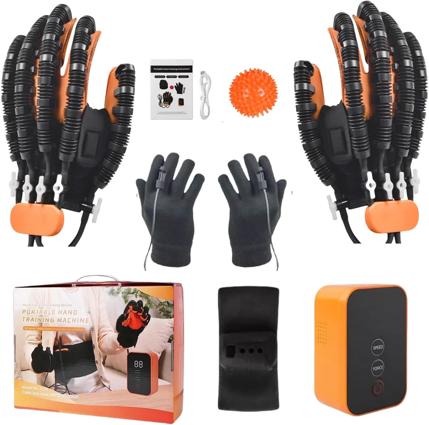 (Right+Left), Rehabilitation Robotic Gloves with Single Finger Training, Recovery Equipment for Hempiplegia Stroke Paralysis Arthriti Patient, Rehab Gloves for Hand Dysfunction Finger Orthosis