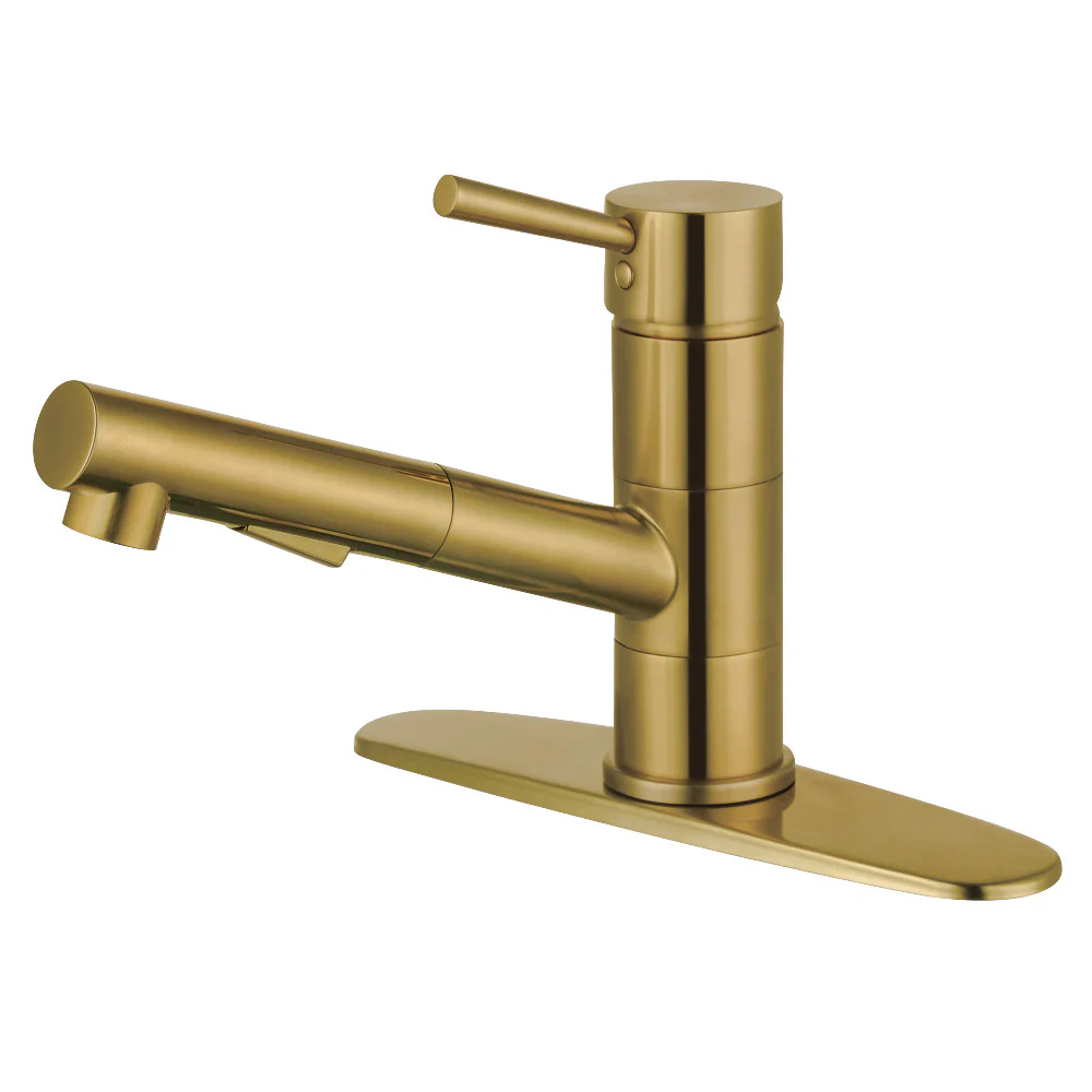 Kingston Brass Gourmetier Concord Single-Handle Pull-Out Kitchen Faucet, Brushed Brass (LS8403DL)