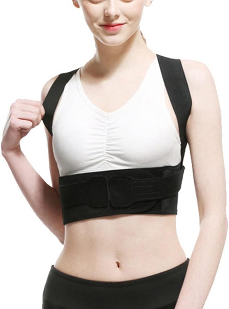Posture Corrector Back Brace Shoulder Brace,Adjustable Breathable Back Lumbar Support for Improve Posture,Neck Improving Posture Back Pain Relief Back Posture (Color : Black, Size : X-S