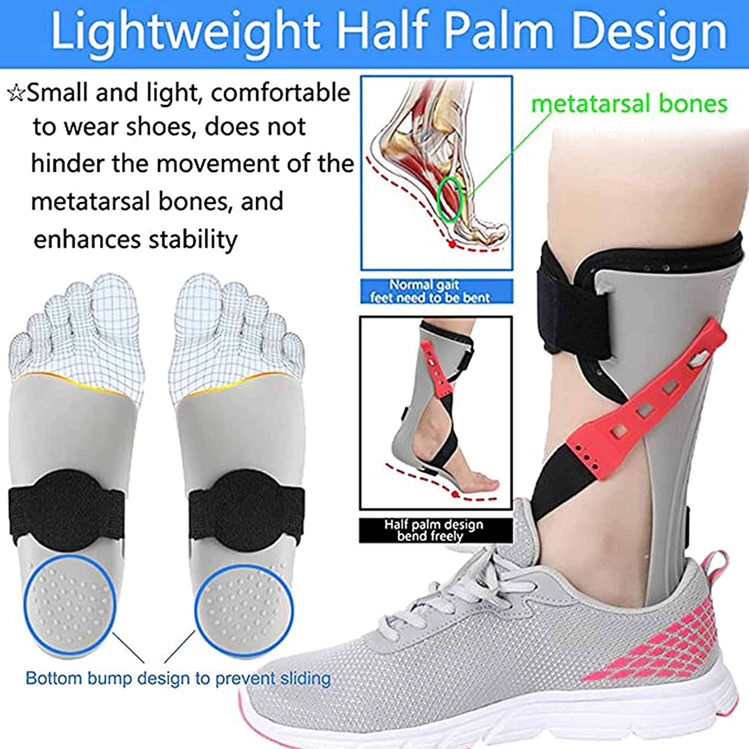 Ankle-foot drop orthosis,Adjustable Foot Splint Brace, - Right/Left Foot Orthosis Ankle Brace Support Ankle and Foot Orthosis Posture Correction, Night Splint for Treatment of Plantar Fasciitis(M)