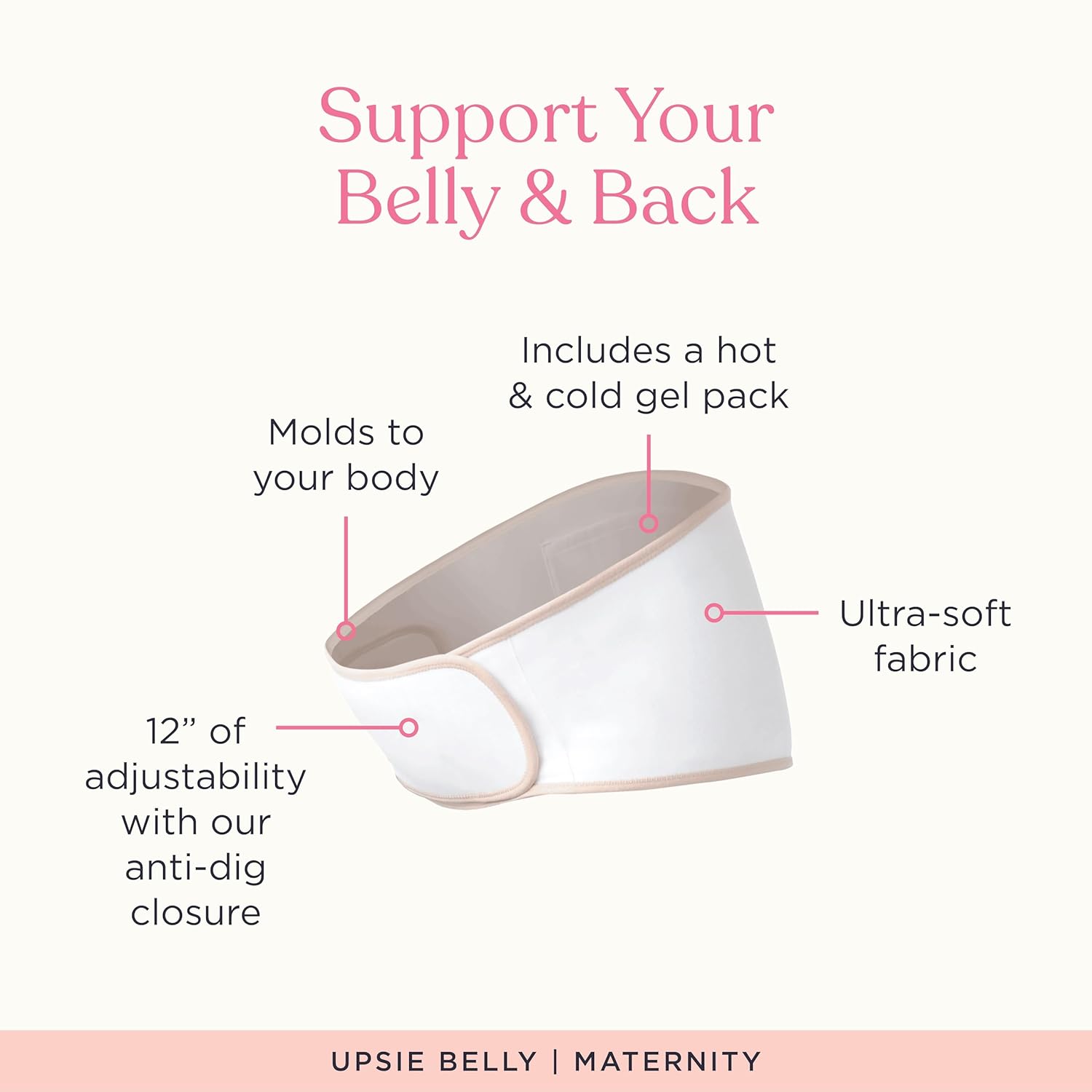 Belly Bandit Upsie Belly Pregnancy Support Belt - Comfortable Pregnancy Abdominal Band for Lower Back & Hip Relief - Soft 12