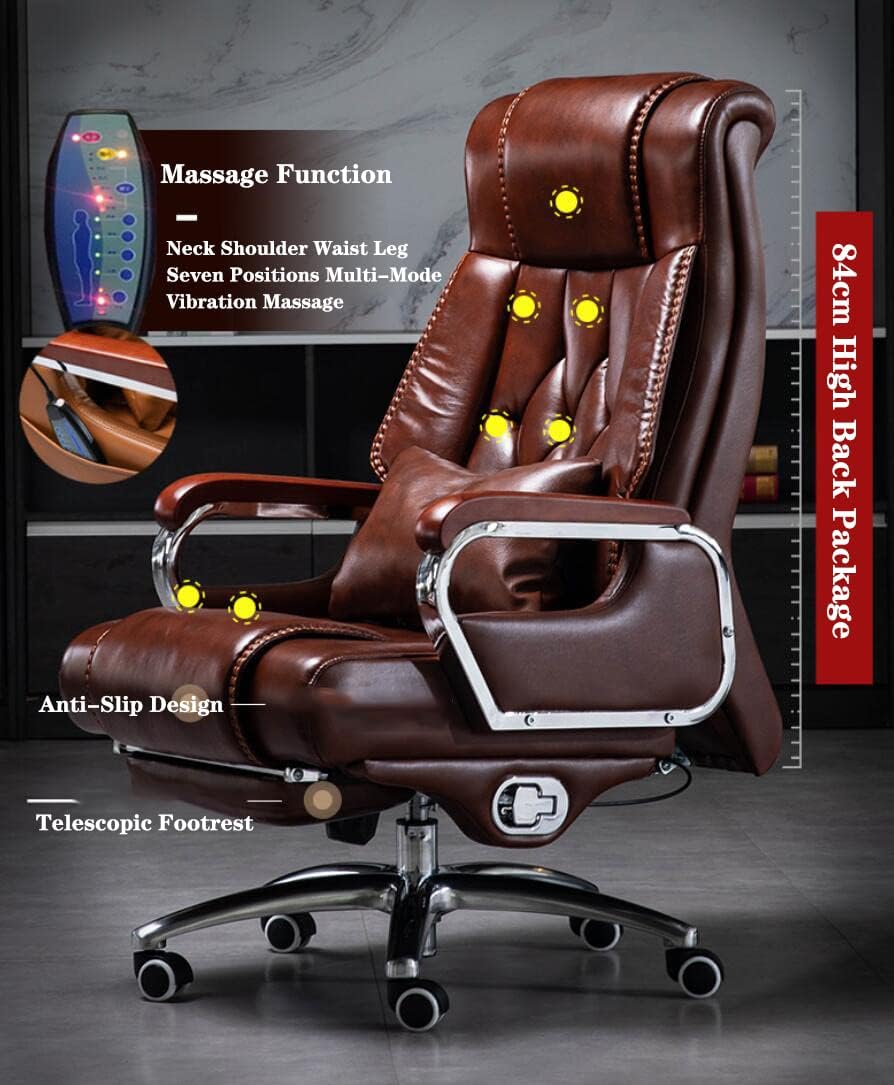 Massage Office Chair Big and Tall Video Task Chair,High Back All Day Comfort Ergonomic Lumbar Support Managerial Computer Desk Chair Flip Up Armrest Big Tall Comfort(Brown