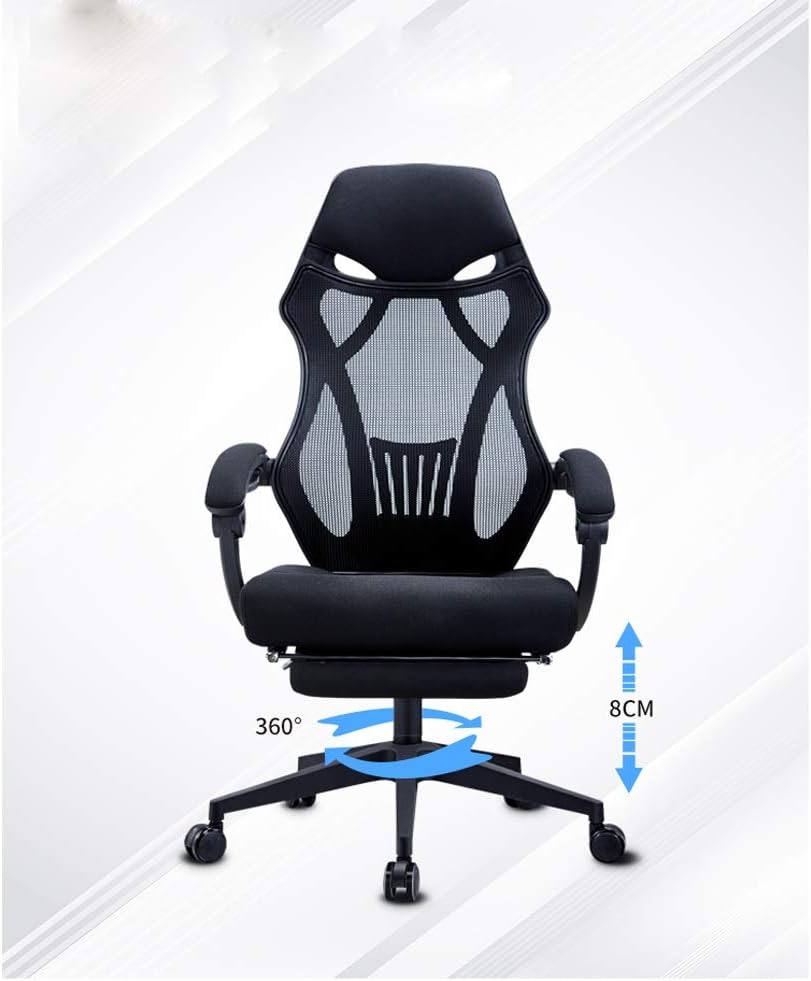 Gaming Chair, Office Chair Black Swivel Mesh Computer Ergonomic Chair High Back with Foldable Armrest Head Support Height Adjustable,E