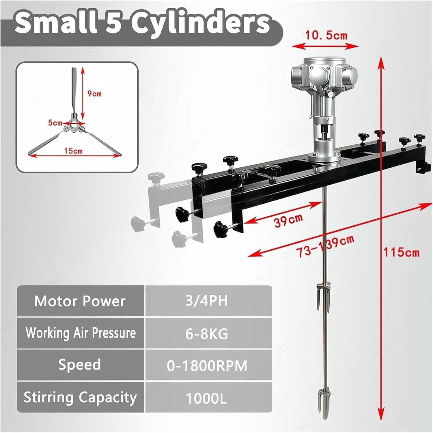 1/2HP 3/4HP 1HP IBC Air Agitator Pneumatic Paint Mixer Machine Stirring Capacity 1000 L/264 Gallon for Coatings, Inks, Paints, and Chemical Liquids*