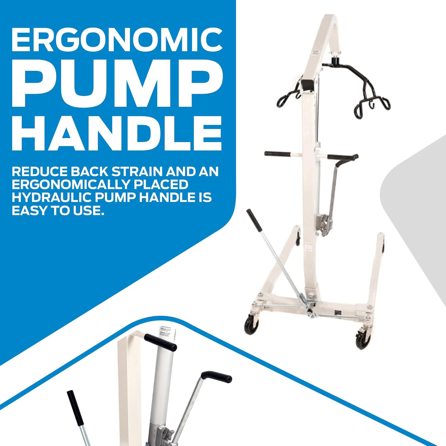Hoyer Joerns HML400 Classic Manual Patient Lift with Pump Handle | Safe Working Load 400 lbs.| Ergonomic Pump Handle | Adjustable U-Base