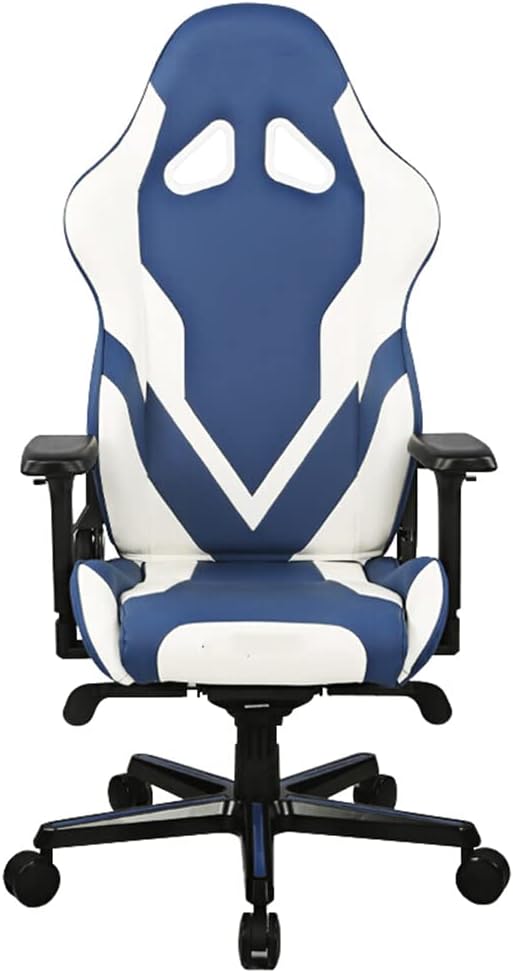 Gaming Chair Racing Style Armchair,Swivel High Back Footrest with Headrest Lumbar Support Flip Up Arms Headrest Pu Leather Executive High Back Computer Chair Comfortable,Blue