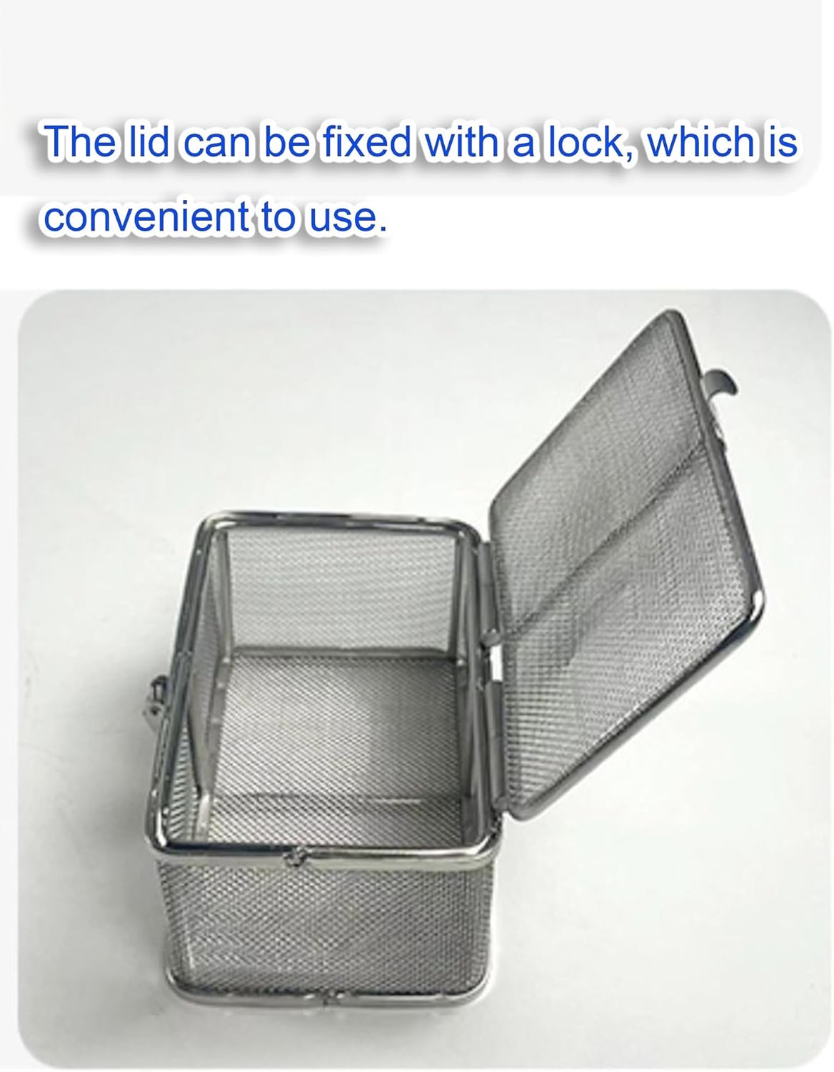 Metal Instrument Sterilization Basket with lid, Lab Trays,304 Stainless Steel mesh Basket,Instrument Tray and Mesh Perforated Baskets,for Hospital, Clinic