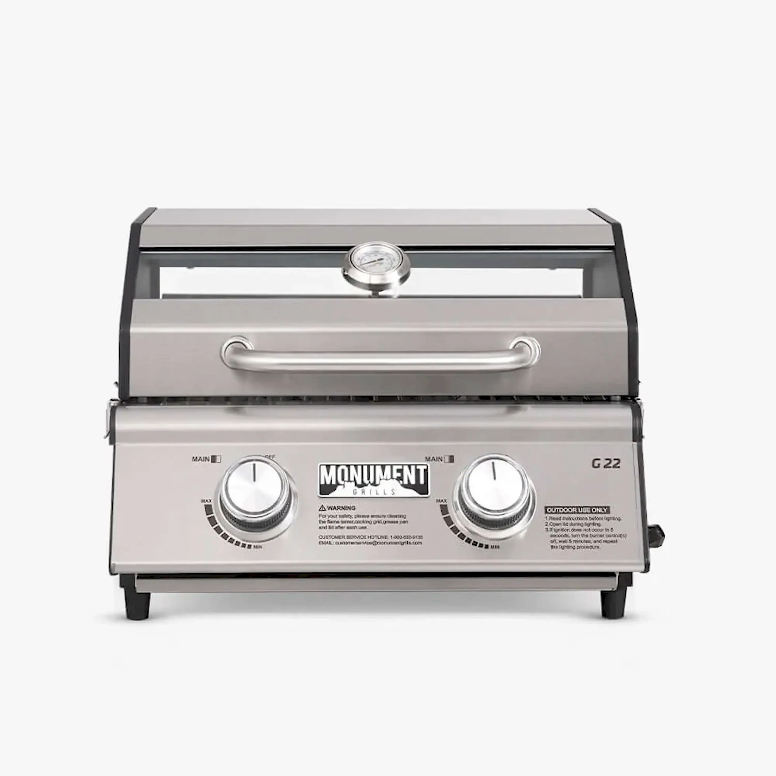 Monument Table Top Propane Gas Grill in Stainless Steel with 2 Burners (G22)