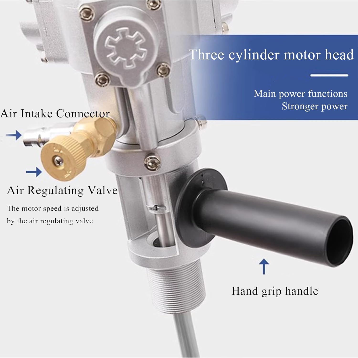 HM&DX 5 Gallons Pneumatic Paint Mixer,Industrial Ink Coating Paint Air Agitator, Stainless Steel Impeller Mixer, 1/8HP 50-2600r/min, Air Agitator Ink Coating Mixing Tool(Portable Version, Silvery)