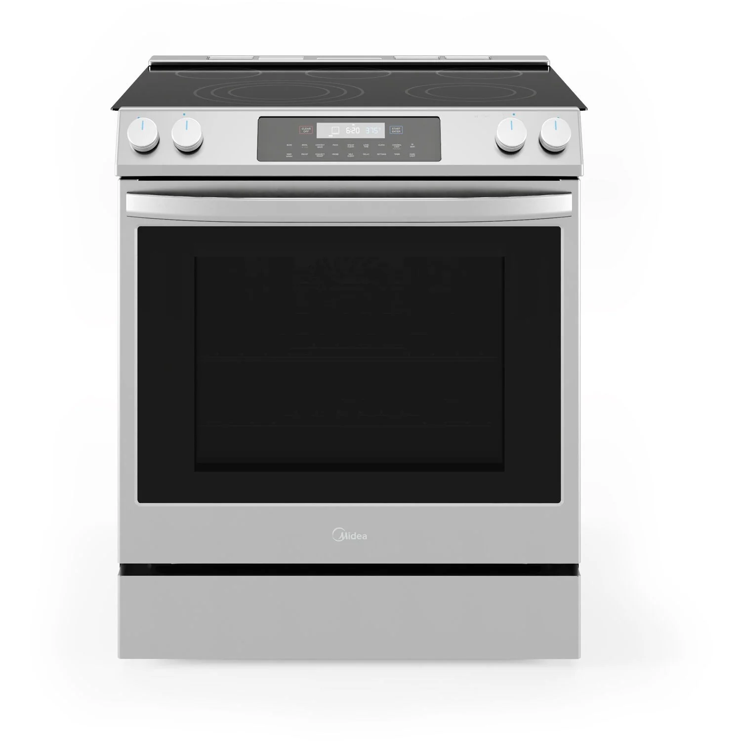Midea 30-Inch Smart Slide-in Electric Range with 5 Elements Wi-Fi Enabled, 6.3 Cu. Ft., Standard Convection in Stainless Steel (MES30S2AST)