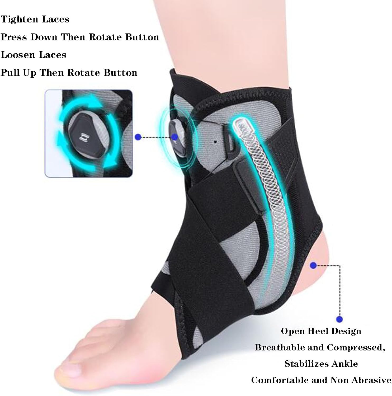 SFKLYU Ankle Orthosis Splint Support, Dual Forefoot Support Plates with Comfortable Inflatable Airbag, Adjustable AFO Ankle Brace, Fits Women & Men
