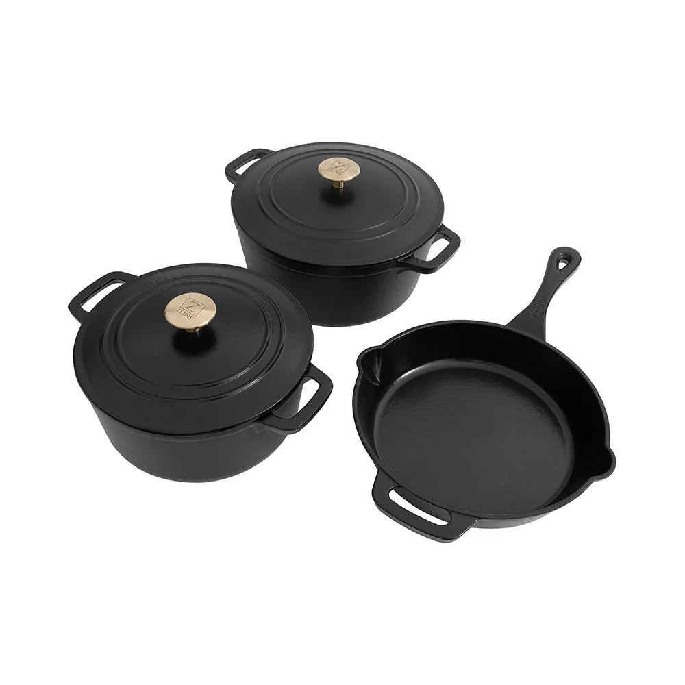 ZLINE 5-Piece Enameled Cast Iron Cookware Set in Black Matte (CWSETS-BLM-5)