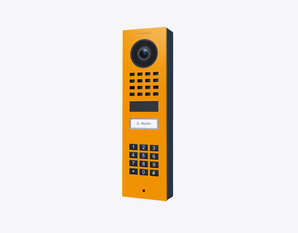 DoorBird D1101KV Surface-Mount IP Video Door Station, 1 Call Button in Sun Yellow, RAL 1037