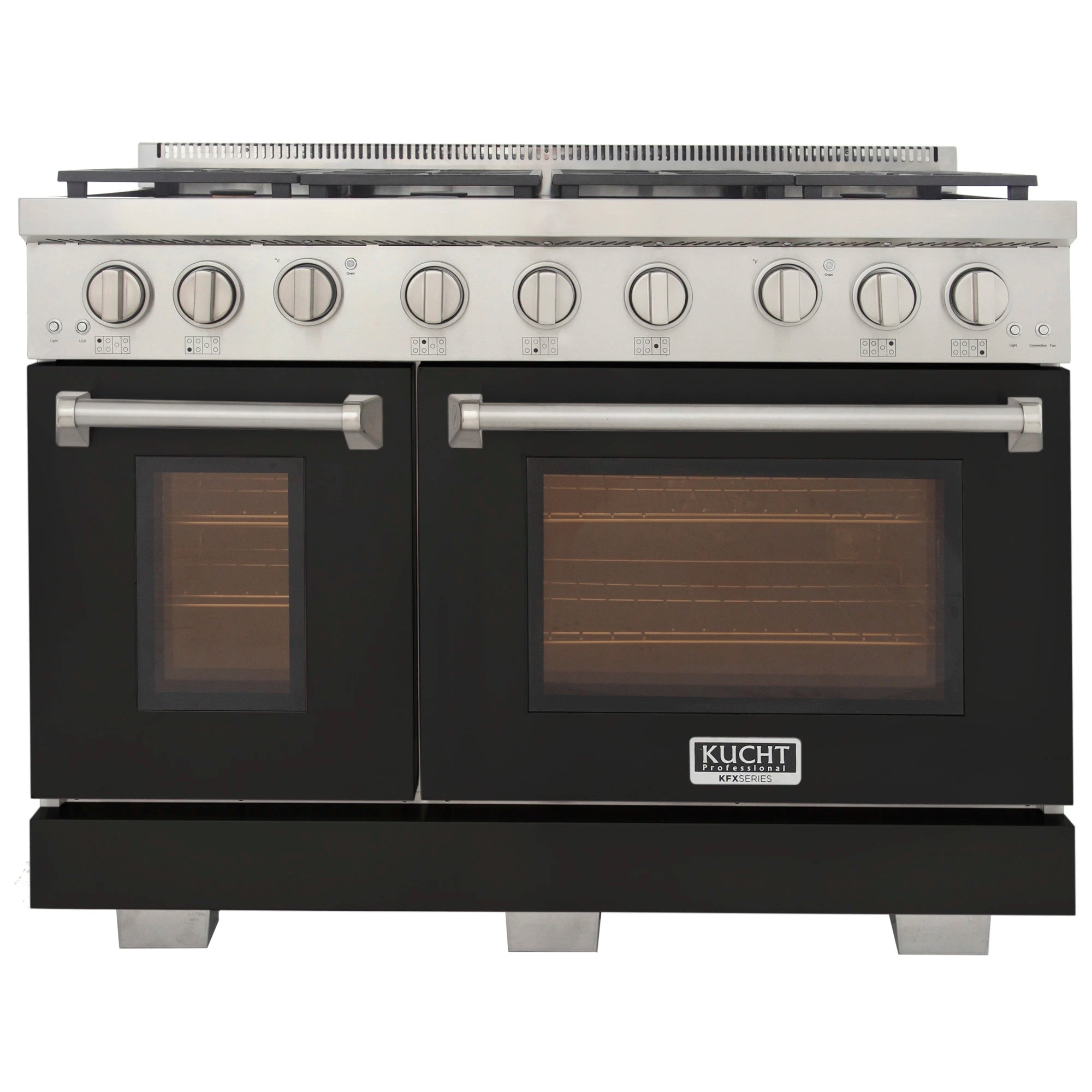 Kucht Professional 48-Inch 6.7 cu. ft. Gas Range in Black with Silver Accents (KFX480-BK)