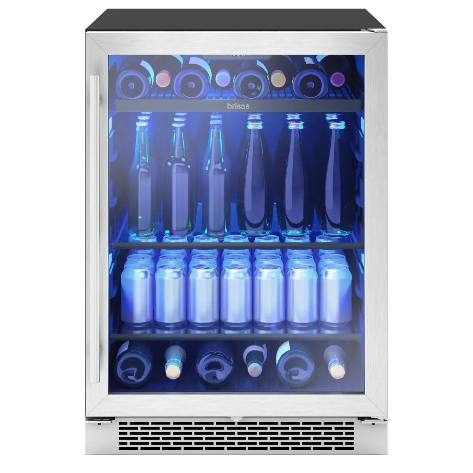 Brisas 24 in. 8-Bottle and 112-Can Single Zone Beverage Cooler in Stainless Steel (BBV24C01AG)