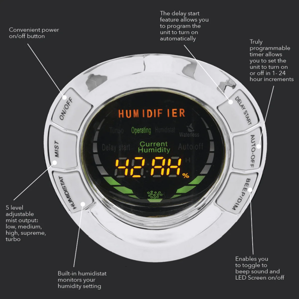 Air Innovations 1.7 Gal. Ultrasonic Cool Mist Digital Humidifier 701 Series