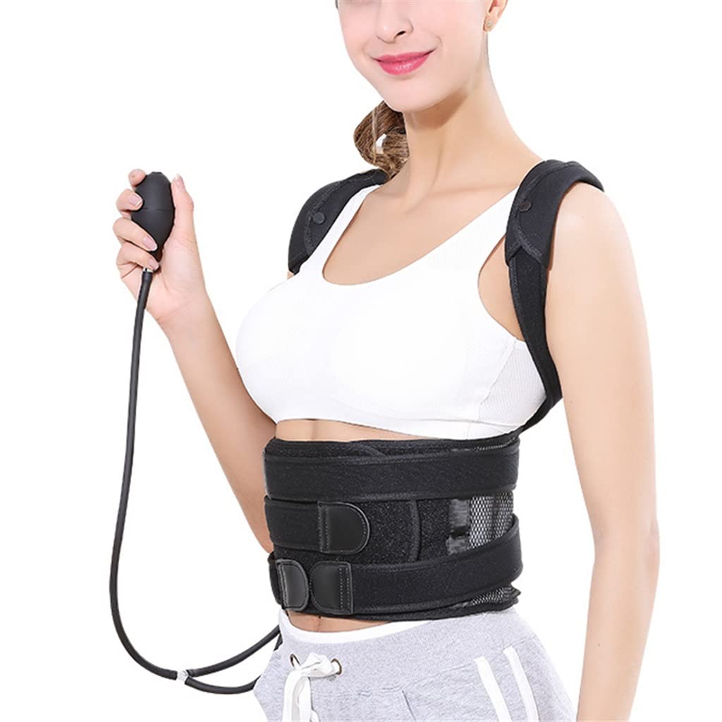 Inflatable Orthosis Pull Shoulder Support Spine Scoliosis Upper Back Brace Waist Posture Corrector Belt(M code)