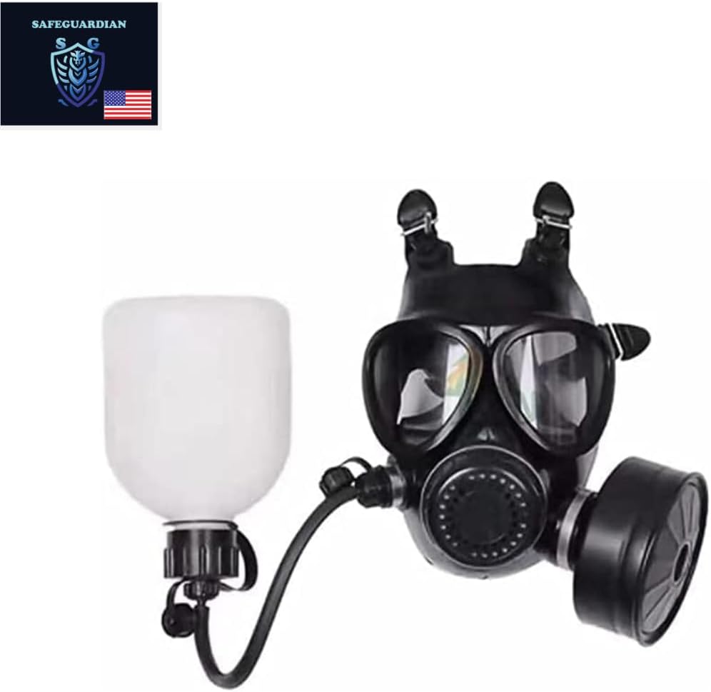 Gas Mask CBRN with NBC Filter and Bottle/Hose Full Face Respirator Advanced Chemical, Biological, Radiological, and Nuclear Defense System