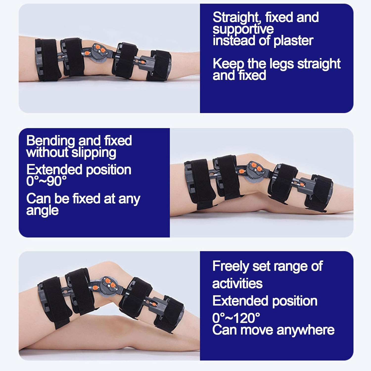 Post Op Knee Brace for Men Women, Adjustable Hinged Rom Knee Brace, Knee Support Brace for ACL, MCL and PCL Injury, Arthritis, Meniscus Tear