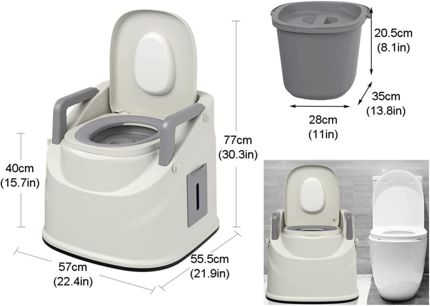 Bedside Commode Bariatric, 3 in 1 Commode Chair Sturdy and Beautiful Adult Potty Chair Portable Toilets for Home Use Suitable for Special Body Types White