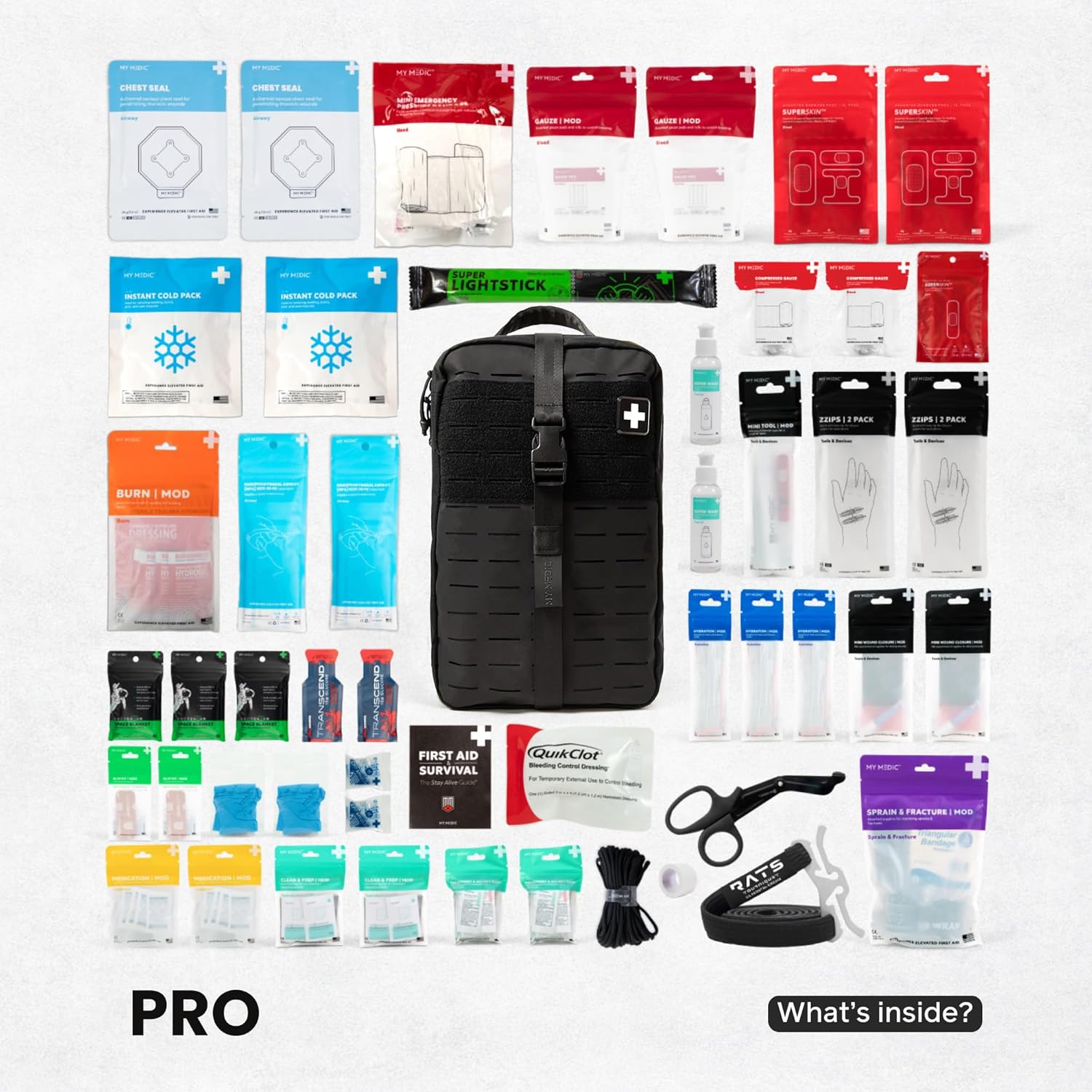 My Medic MYFAK Large Medical Kit (PRO) - Emergency First Aid Survival Essentials & Travel Bag Supplies | Rescue Items For Any Car, Home or Office - Black