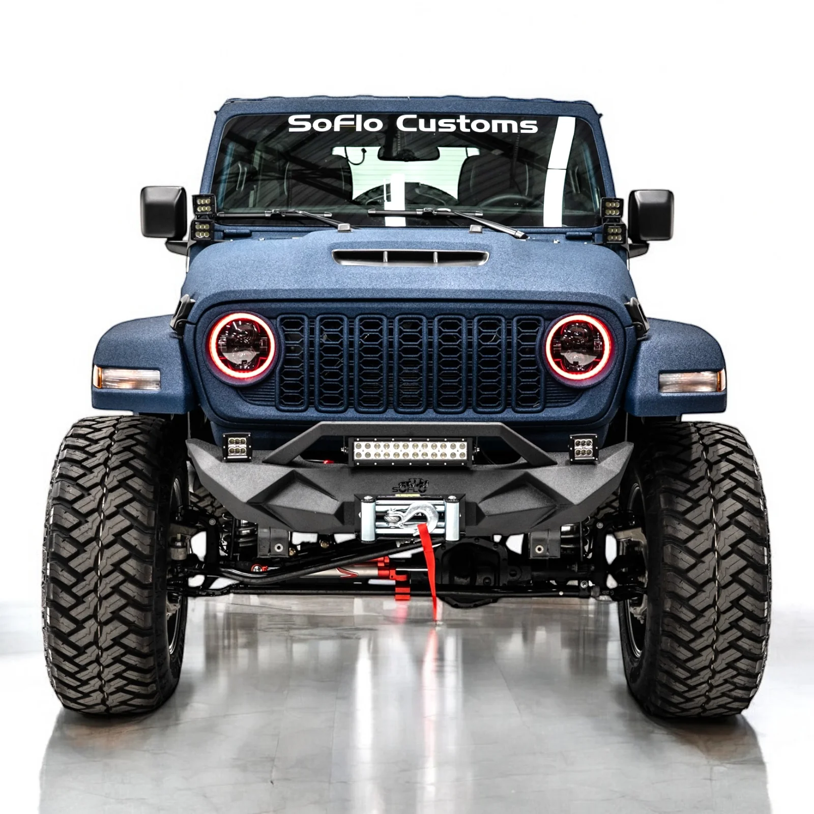 Jeep Gladiator Front Bumper Stubby 2020-2026 with Cube Lights and Light Bar