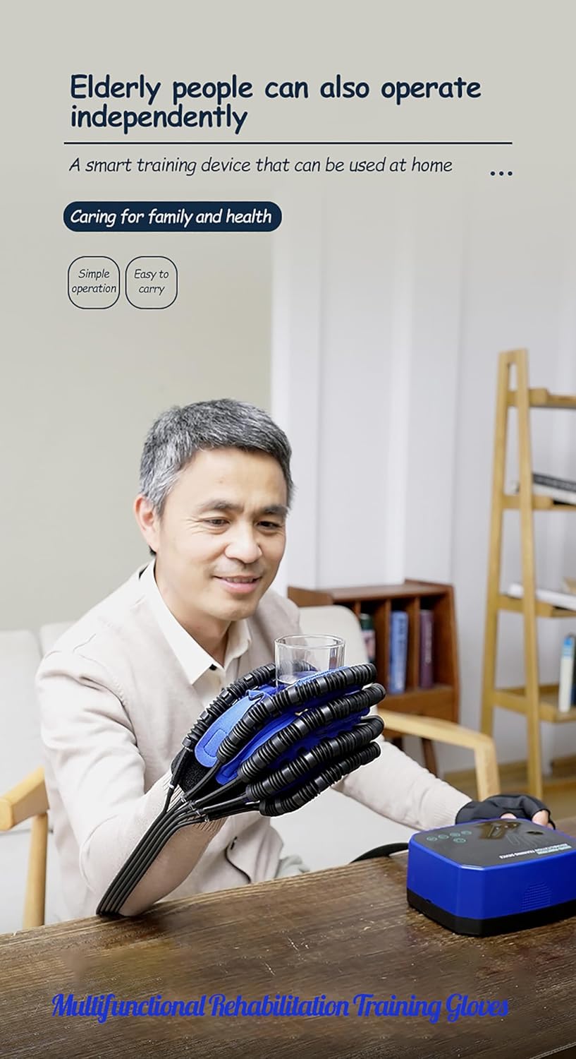 Rehabilitation Robot Gloves, Stroke Rehabilitation Equipment with 3 Workout Modes, Pneumatic Finger Trainer, Hemiplegia Hand Strengthening Devices