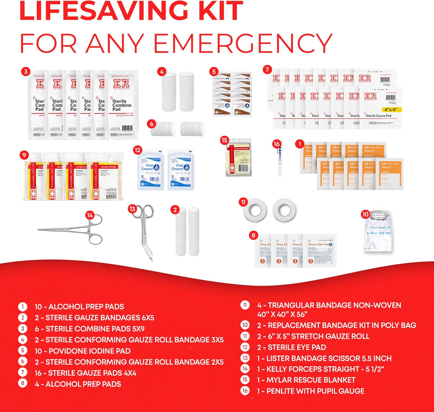 First Responder Trauma First Aid Kit Bag – Fully Stocked Emergency Medical Kit for Workplace, Vehicle & Home – OSHA & ANSI Compliant – Portable – Orange