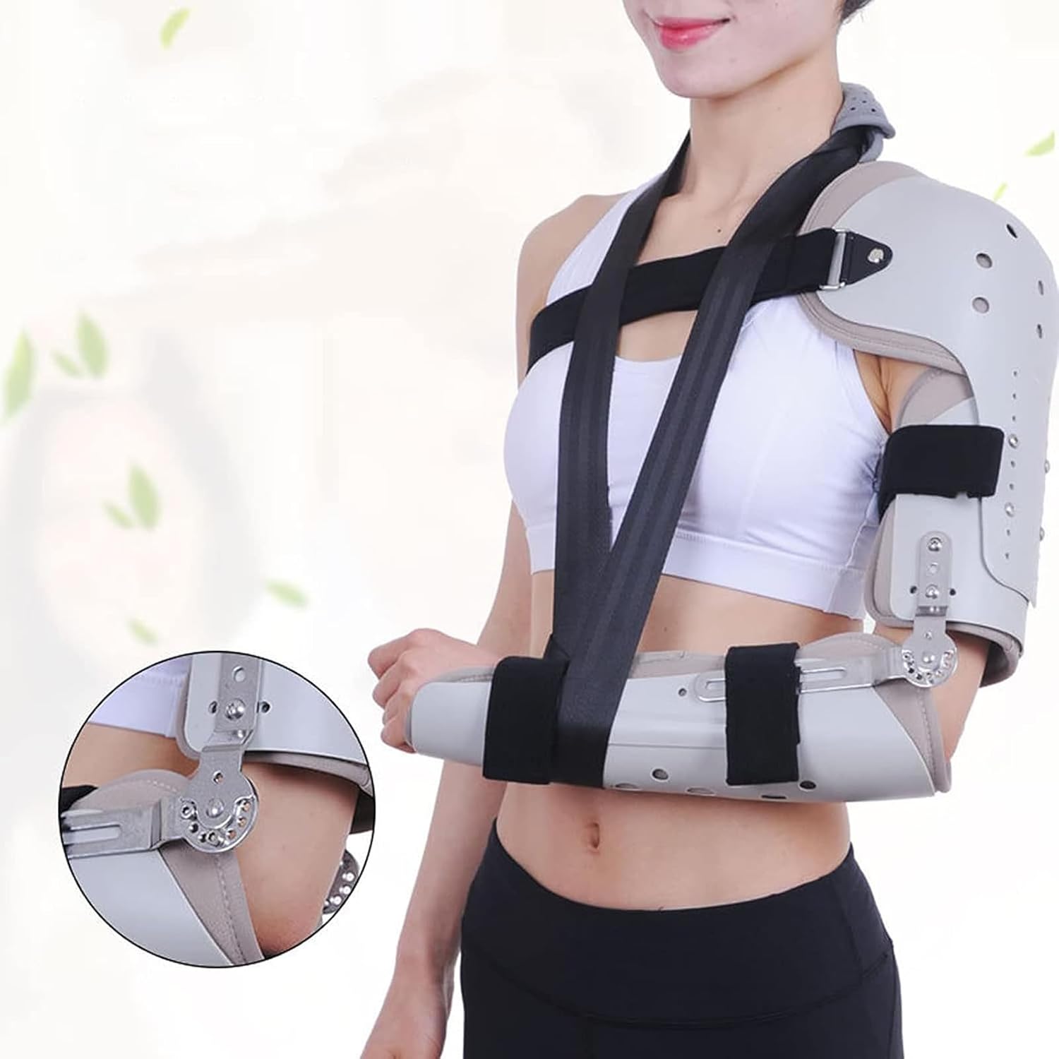 Adjustable Arm Sling, Shoulder Hinged ROM Elbow Immobilizer Brace, for Post Op Elbow Brace Stabilizer,Left
