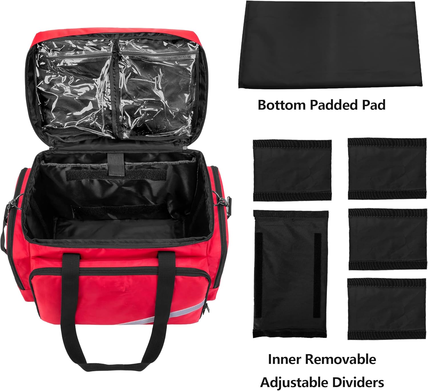 Trunab Rolling Medical Bag with Detachable Trolley, Nurse Rolling Bag with Removable Dividers 15.6” Laptop Sleeve, First Aid Responder Bag Empty for Home Health Nurses, Doctors, EMT, EMS