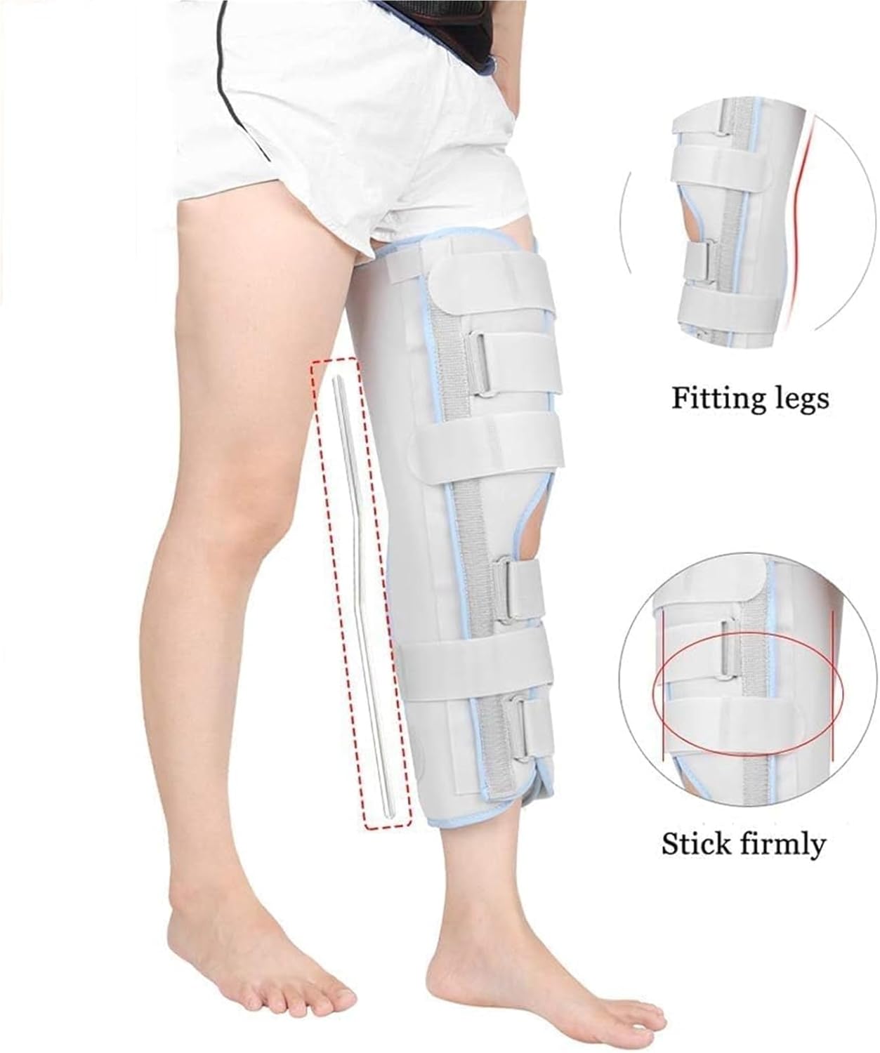 Knee Joint Fixation Belt, Knee and Leg immobilization Stabilizer, Straight Knee Splint, Adjustable Knee Immobilizer Brace Support, for Knee Pre-and Postoperative & Injury or Surgery Recovery.(Gray,X-L