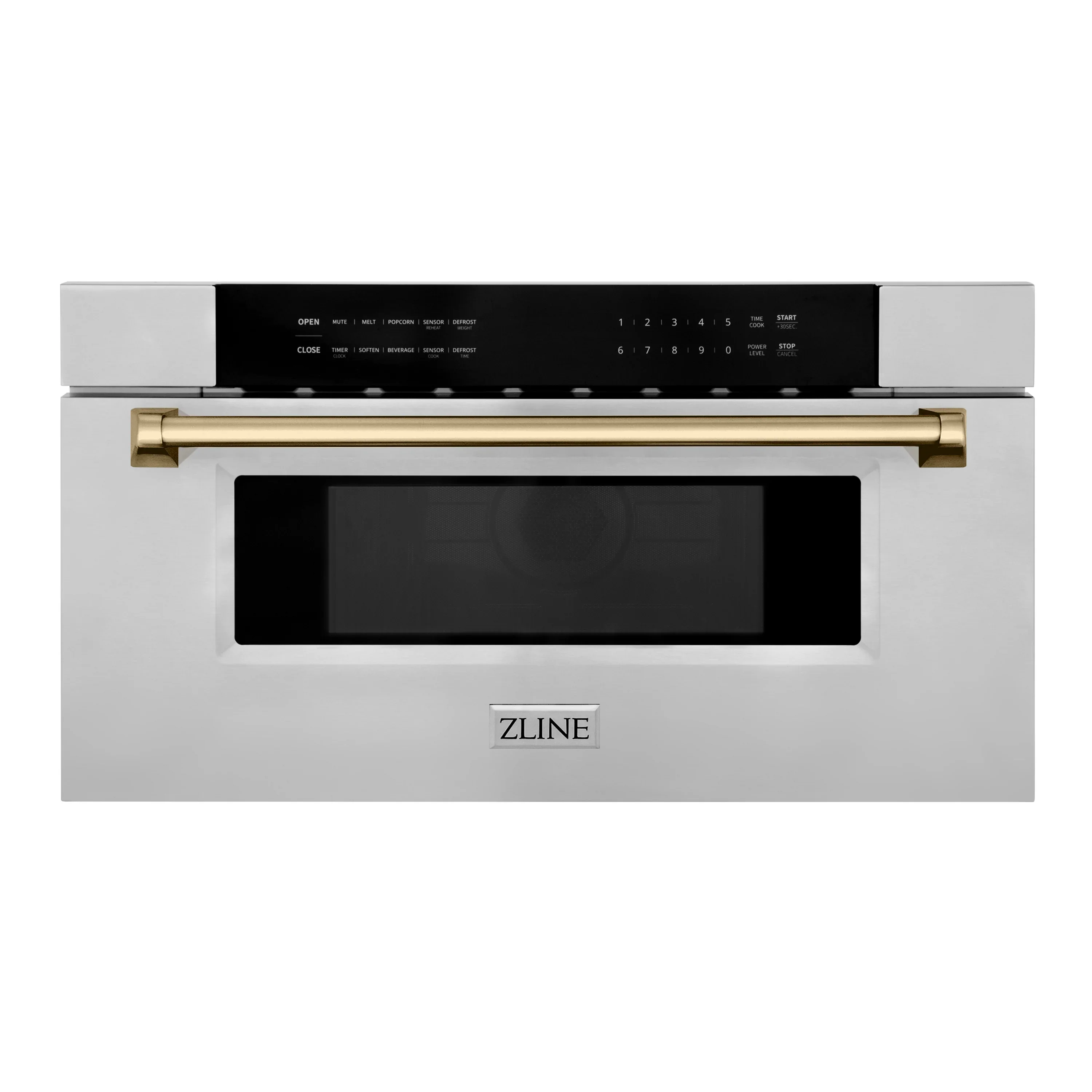 ZLINE Autograph Edition 30-Inch 1.2 cu. ft. Built-In Microwave Drawer in Stainless Steel Champagne Bronze Trim (MWDZ-30-CB)