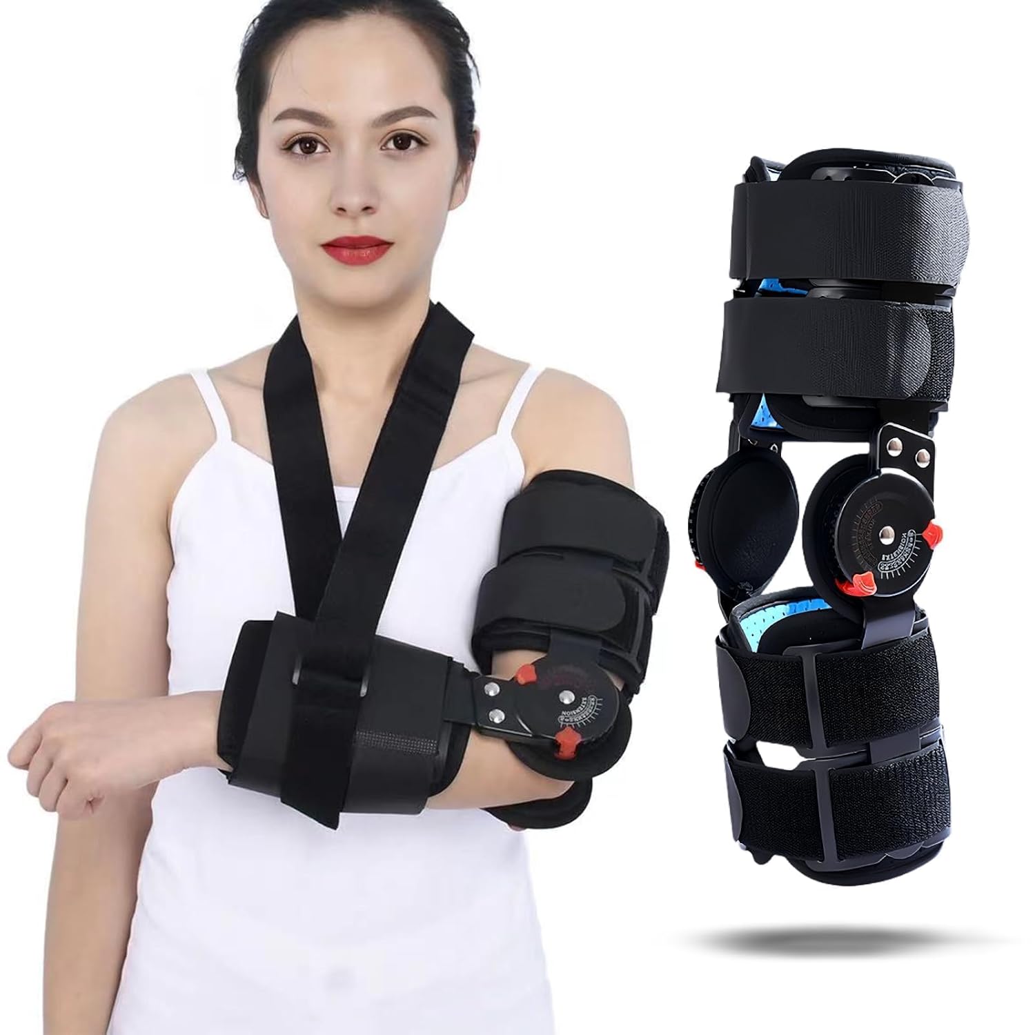 Hinged ROM Elbow Brace,Adjustable Post Elbow Brace Stabilizer Splint Arm Injury Recovery Support After Surgery,Ligament and Tendon Repairs,Surgical Repair of a Fracture and Biceps Repair(Ambidextrous)