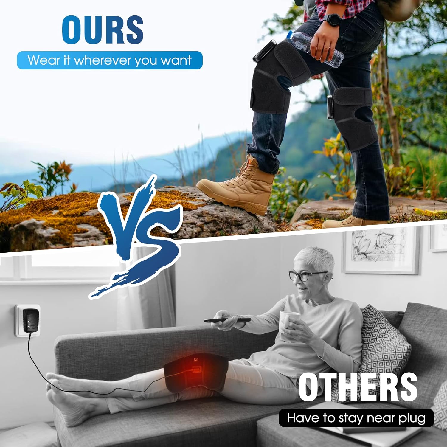 MOAJAZA Knee Massager with Heat and Vibration, Heating Pad for Knee Shoulder Elbow, Heated Knee Brace for Arthritis with Massage